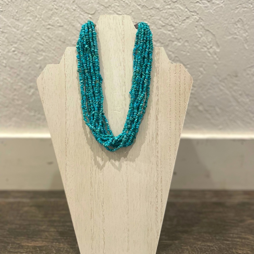 Turquoise seed bead necklace.